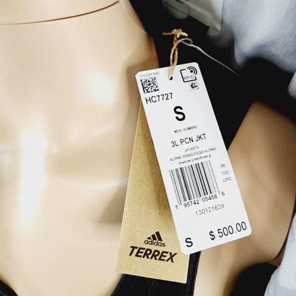 Adidas Terrex Post-Consumer Snow Jacket 'White Green' HC7727 - Men's Small - Picture 12 of 16